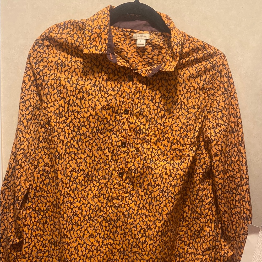 J.Crew Orange Patterned Button-Up Shirt